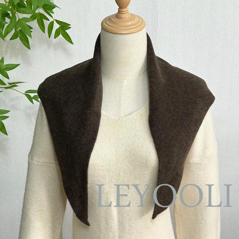 Brown Wool Triangle Scarf: Hand Knit Winter Bandana