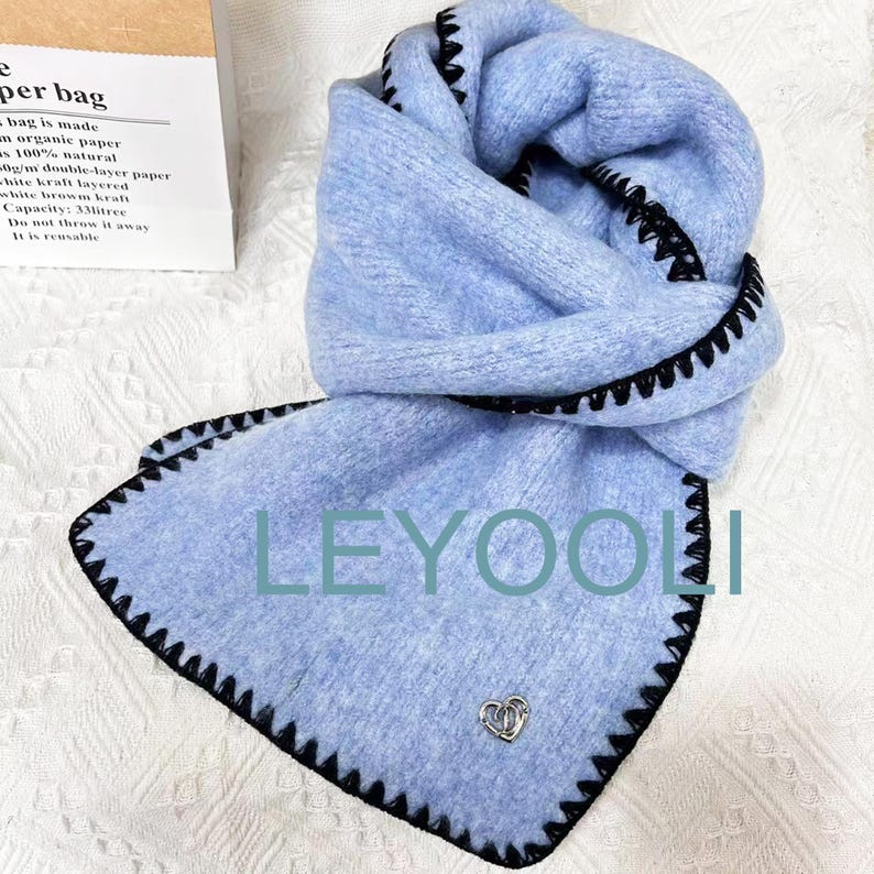 Cotton Knit Winter Scarf, Warm Solid Color Scarf, 25x165cm