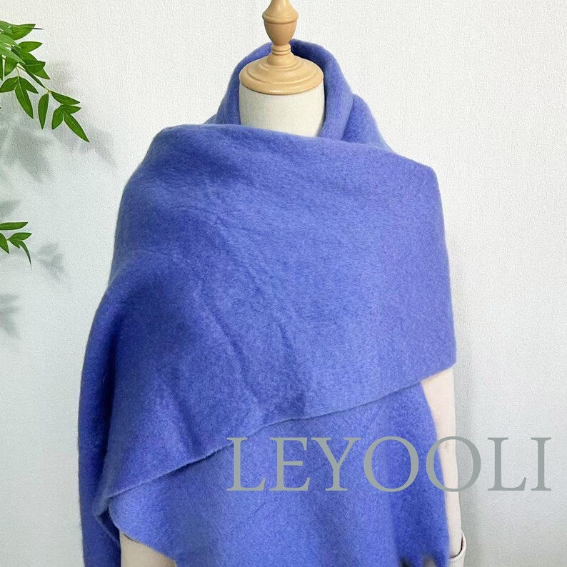 Purple Mohair Blend Scarf, Winter Tassel Scarf