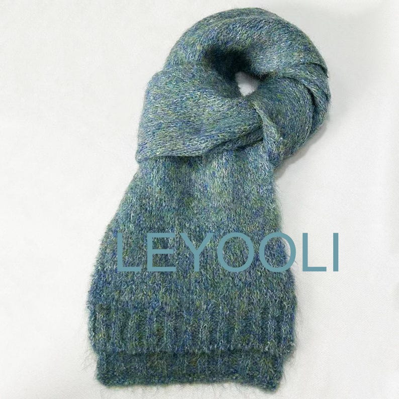 Soft Mohair Knitted Scarf, Thickened Warm Winter Scarf, Solid Color