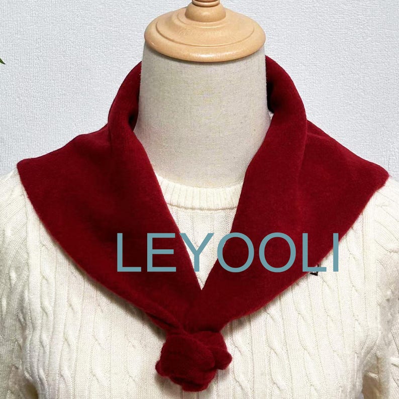 Burgundy Triangle Scarf: Hand Knit Wool Blend Winter Bandana