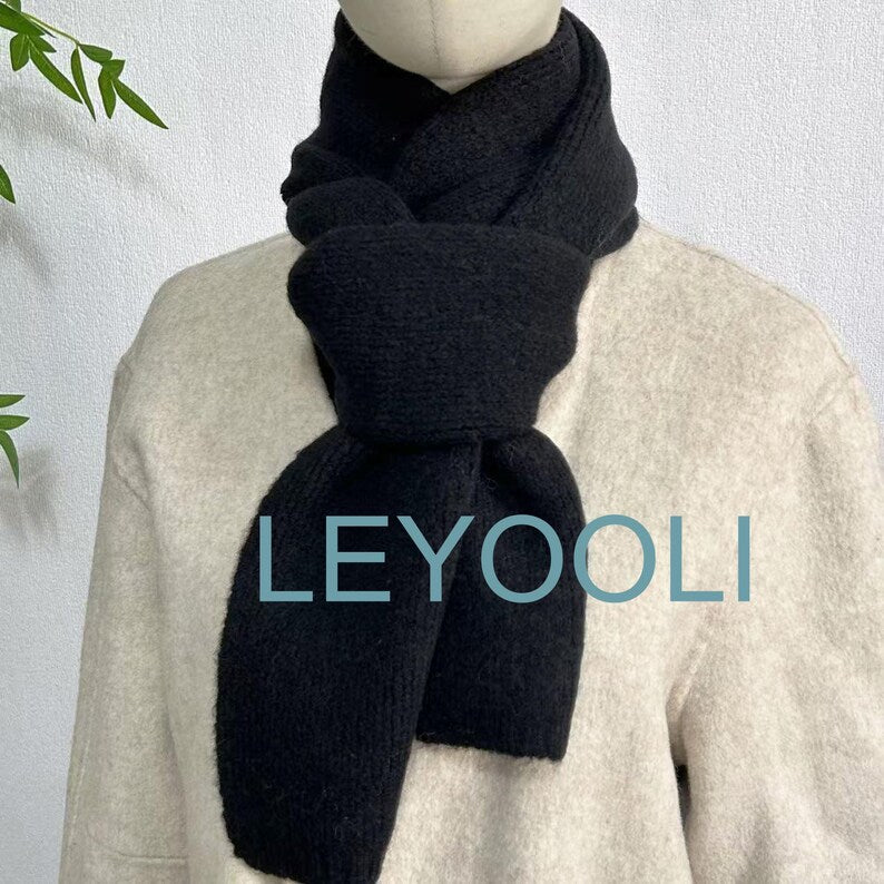 Classic Black Wool Blend Scarf | Warm Winter Accessory