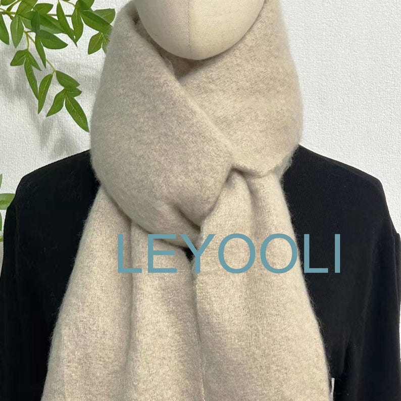 Gray Mohair Knit Scarf: Soft, Warm Winter Shawl with Tassels