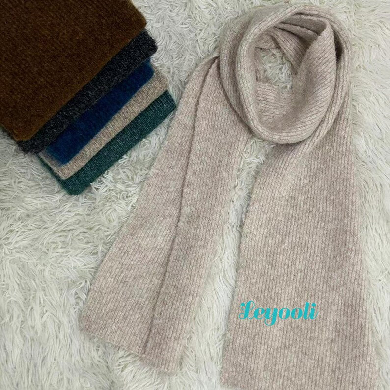 Wool Cotton Blend Knit Scarf: Soft Warm Winter Shawl