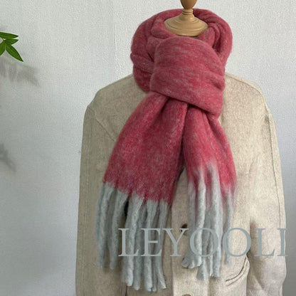 Gradient Mohair Scarf | Pink and Gray Winter Wrap