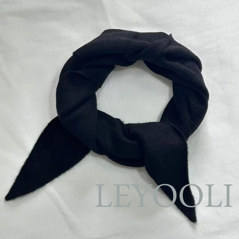 Black Knit Triangle Scarf: Cashmere Blend Wool Bandana