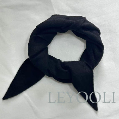Black Knit Triangle Scarf: Cashmere Blend Wool Bandana
