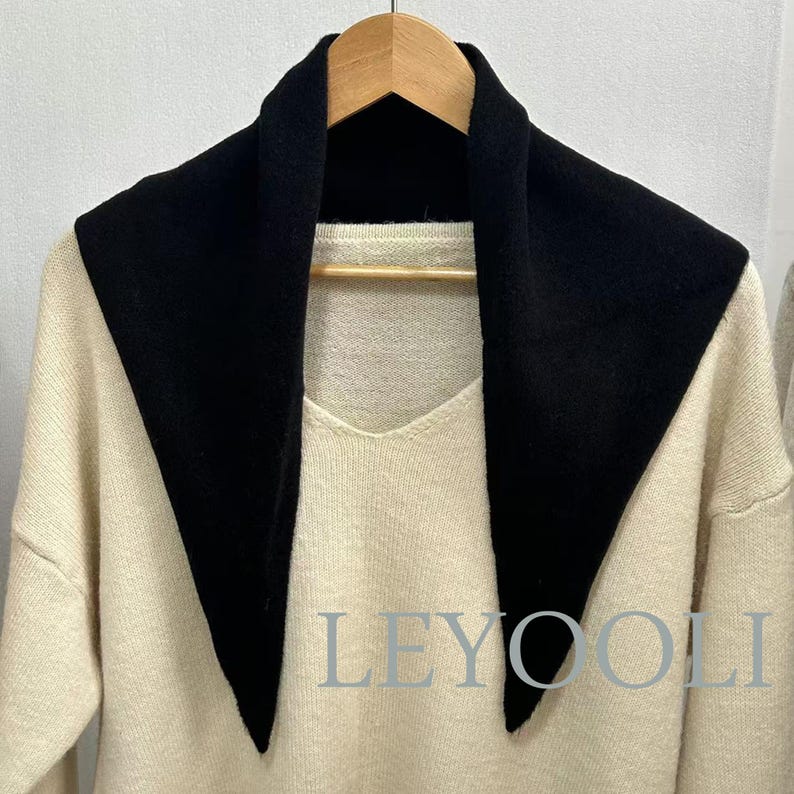 Black Knit Triangle Scarf: Cashmere Blend Wool Bandana