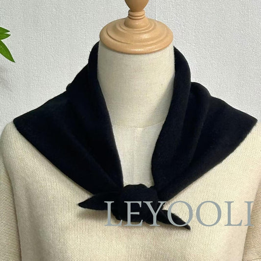 Black Knit Triangle Scarf: Cashmere Blend Wool Bandana
