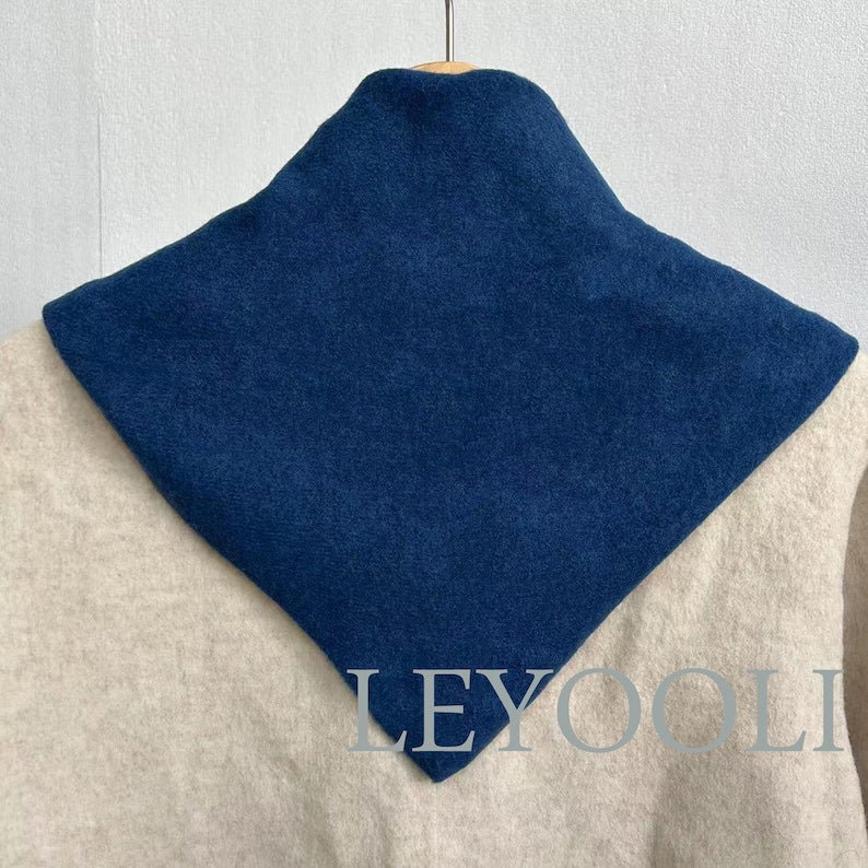 Blue Triangle Scarf: Cashmere Blend Wool Winter Bandana