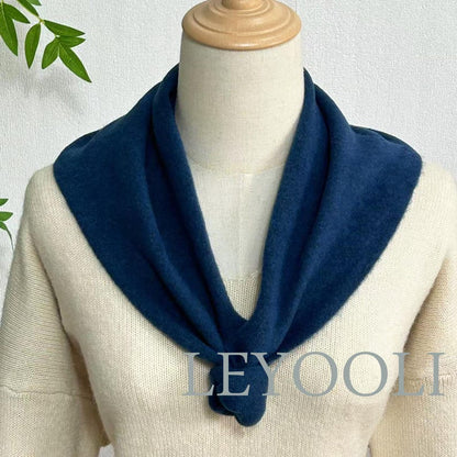 Blue Triangle Scarf: Cashmere Blend Wool Winter Bandana