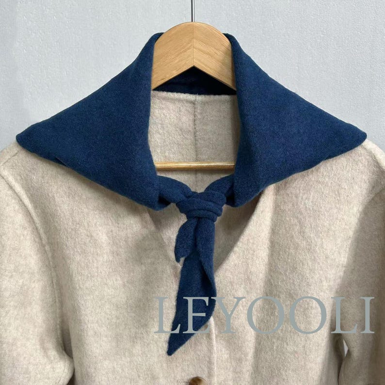 Blue Triangle Scarf: Cashmere Blend Wool Winter Bandana