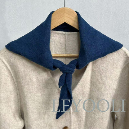 Blue Triangle Scarf: Cashmere Blend Wool Winter Bandana