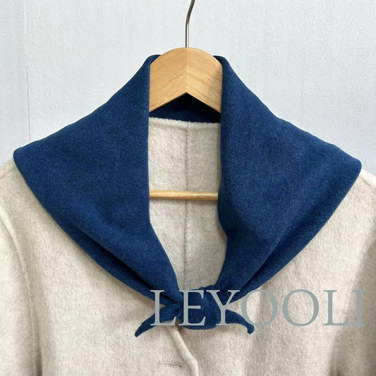 Blue Triangle Scarf: Cashmere Blend Wool Winter Bandana