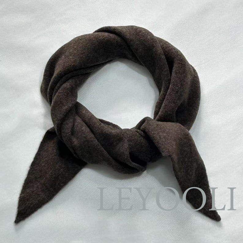 Brown Wool Triangle Scarf: Hand Knit Winter Bandana