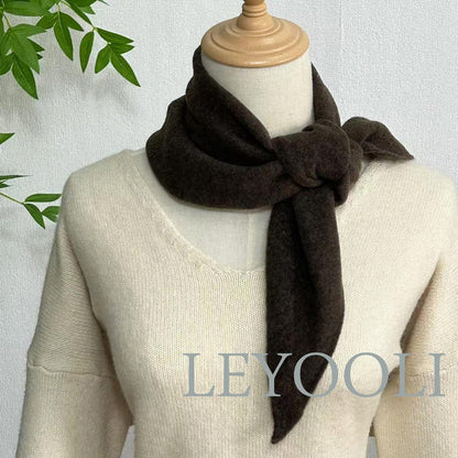Brown Wool Triangle Scarf: Hand Knit Winter Bandana