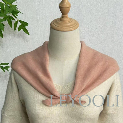 Orange Pink Wool Triangle Scarf: Hand Knit Winter Bandana