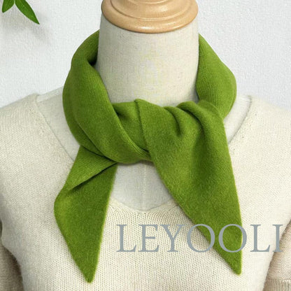 Green Knit Triangle Scarf: Wool Blend Winter Bandana