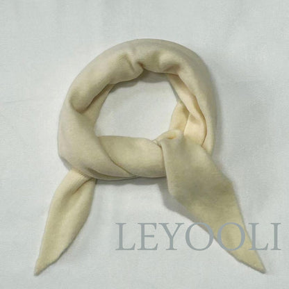 White Knit Triangle Scarf: Wool Blend Winter Bandana