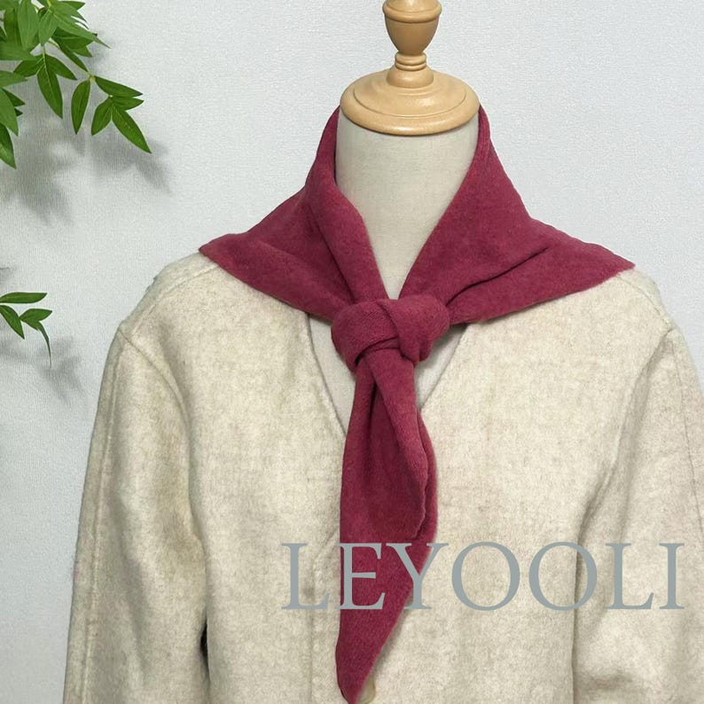 Rose Wool Blend Triangle Scarf: Cozy Winter Bandana