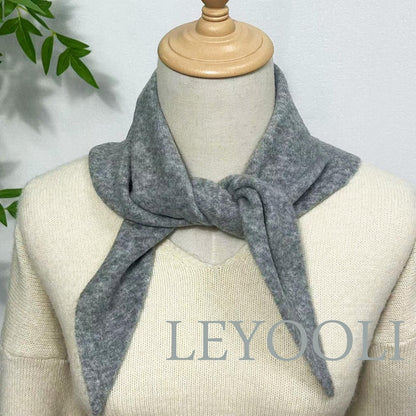 Light Gray Triangle Scarf: Wool Blend Winter Bandana