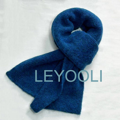Handmade Wool Knitted Scarf: Dark Navy Blue Winter Scarf