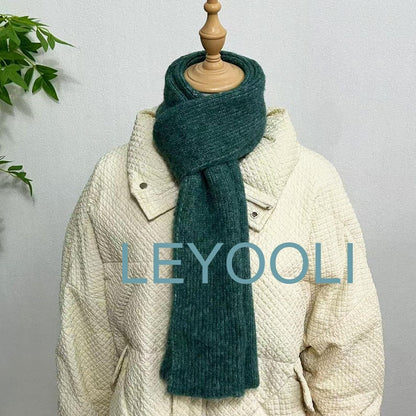 Handmade Turquoise Green Wool Knitted Scarf, Winter Accessory