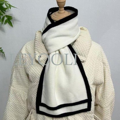 White Cashmere Knitted Scarf, Classic Soft Style
