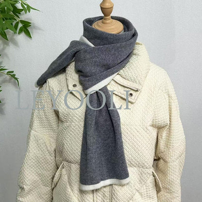 Gray Cashmere Knitted Scarf, Universal Winter Scarf