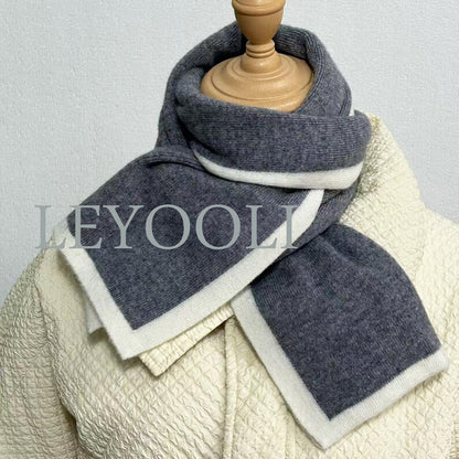 Gray Cashmere Knitted Scarf, Universal Winter Scarf