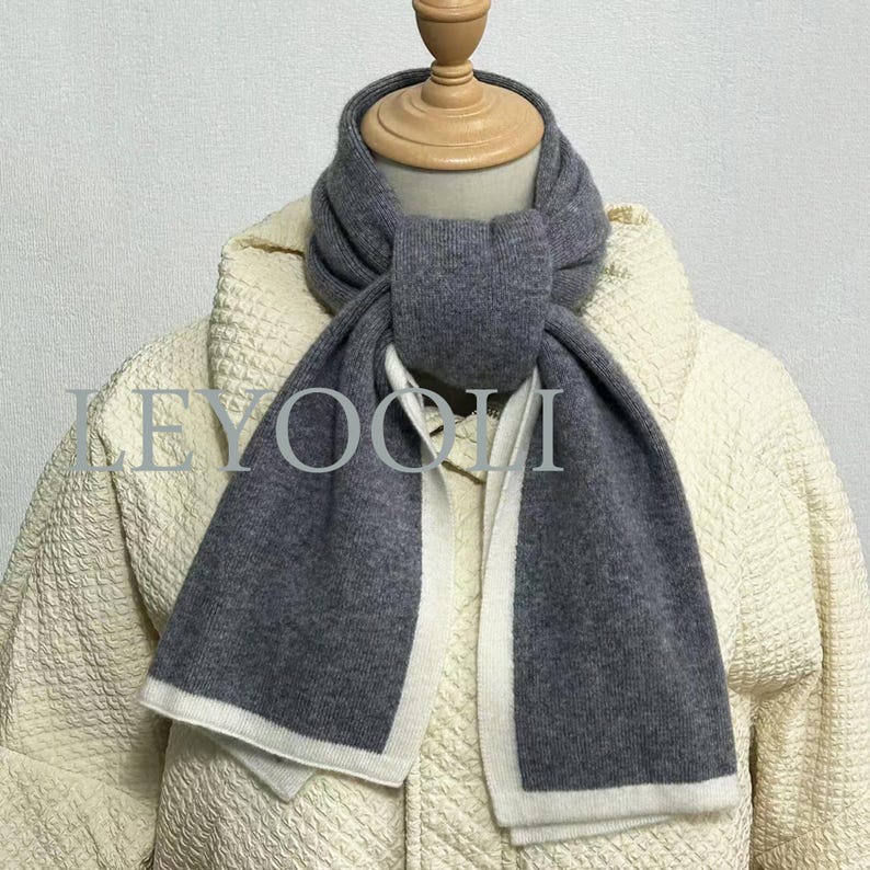 Gray Cashmere Knitted Scarf, Universal Winter Scarf
