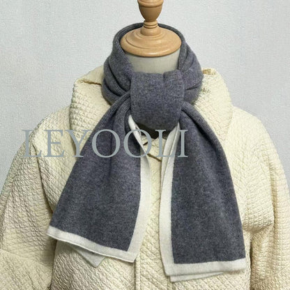 Gray Cashmere Knitted Scarf, Universal Winter Scarf