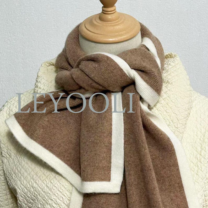 Camel Cashmere Knitted Scarf, Soft Warm Winter Scarf