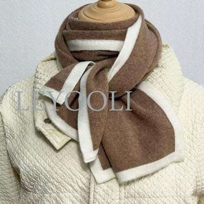 Camel Cashmere Knitted Scarf, Soft Warm Winter Scarf
