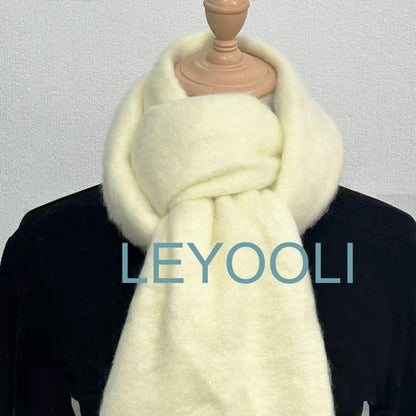 Cream Mohair Blend Scarf, Winter Tassel Scarf