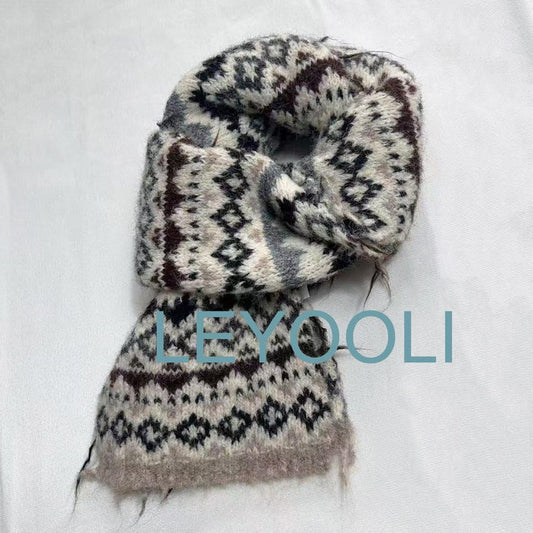 Fair Isle Mohair Knitted Scarf - Warm Winter Scarf