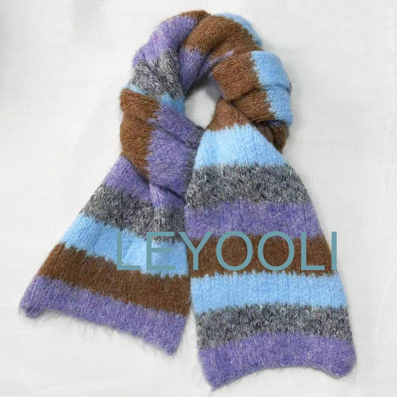 Striped Wool Knit Scarf: Unisex Winter Accessory