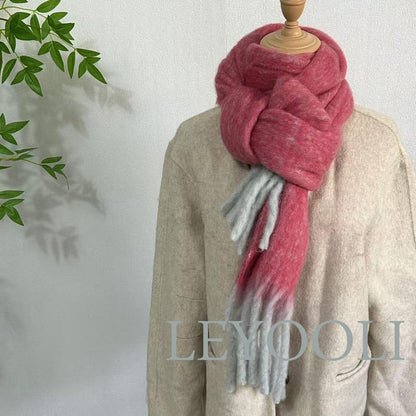 Gradient Mohair Scarf | Pink and Gray Winter Wrap