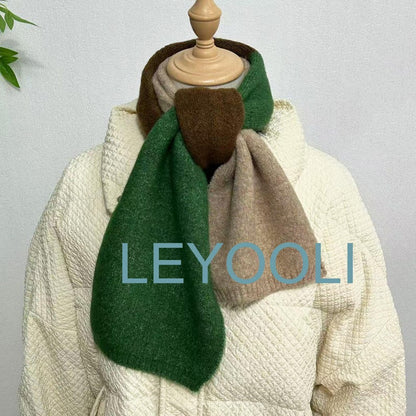 Hand Knitted Color Block Scarf, Soft Cotton Blend, Winter Warm Scarf