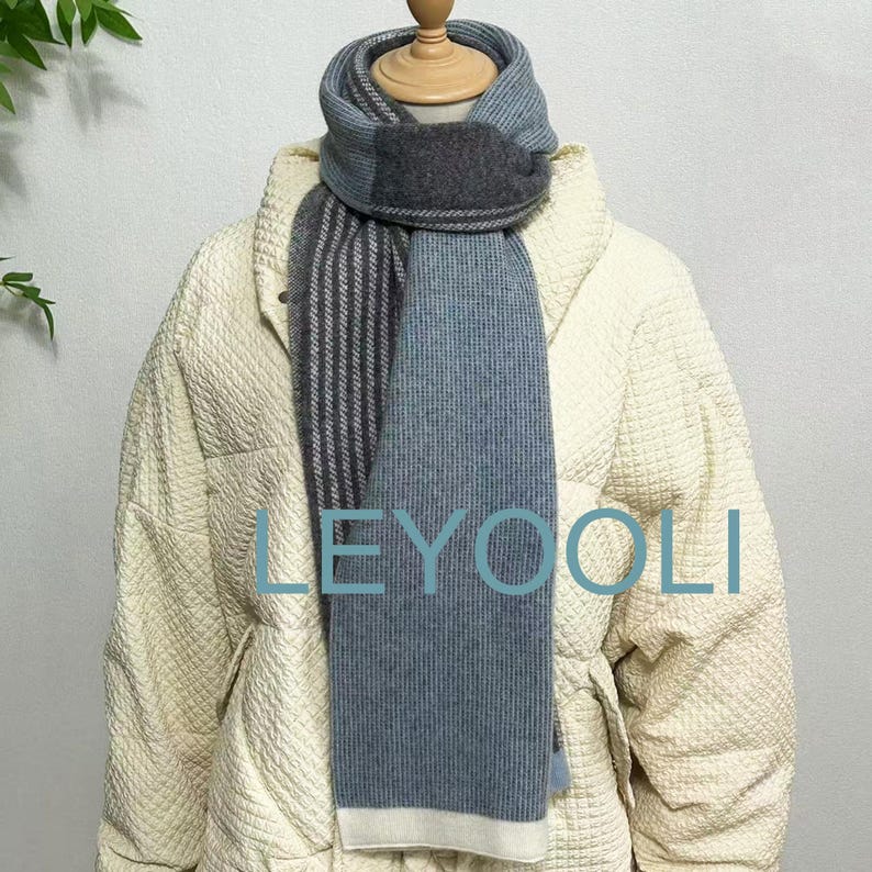 Cashmere Knit Scarf, Unisex Winter Shawl, Elegant Warm Scarf