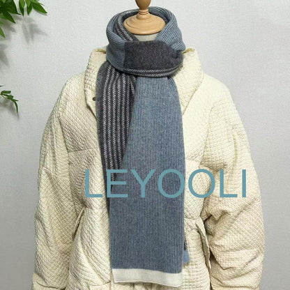 Cashmere Knit Scarf, Unisex Winter Shawl, Elegant Warm Scarf