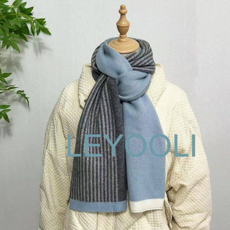 Cashmere Knit Scarf, Unisex Winter Shawl, Elegant Warm Scarf