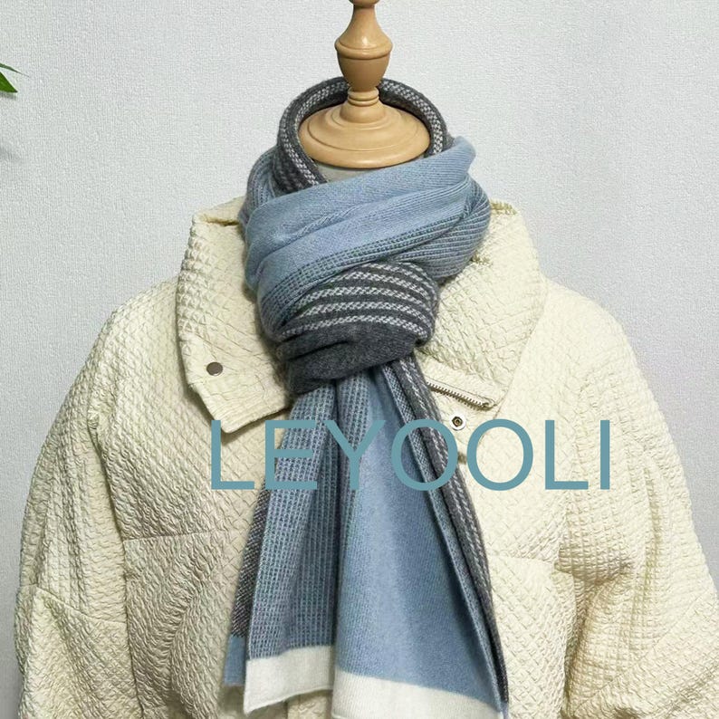 Cashmere Knit Scarf, Unisex Winter Shawl, Elegant Warm Scarf