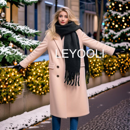 Black Mohair Blend Scarf, Winter Tassel Scarf