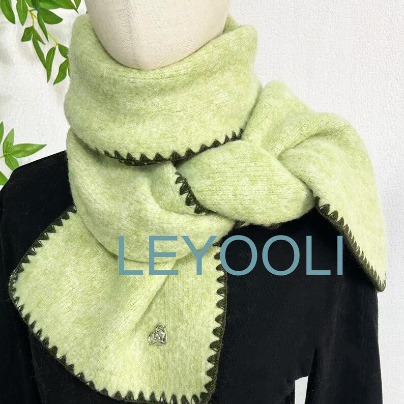 Cotton Knit Winter Scarf, Warm Solid Color Scarf, 25x165cm