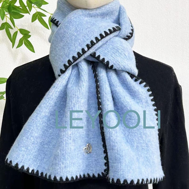 Cotton Knit Winter Scarf, Warm Solid Color Scarf, 25x165cm