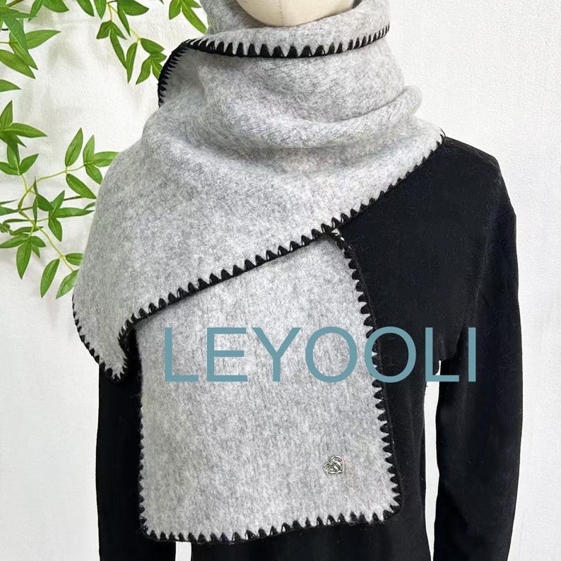 Cotton Knit Winter Scarf, Warm Solid Color Scarf, 25x165cm