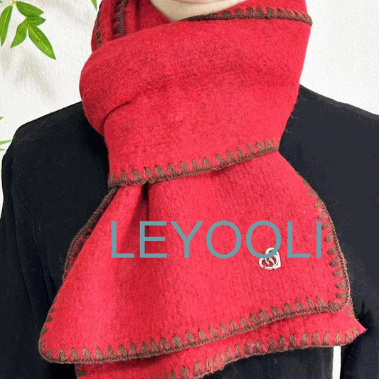 Cotton Knit Winter Scarf, Warm Solid Color Scarf, 25x165cm