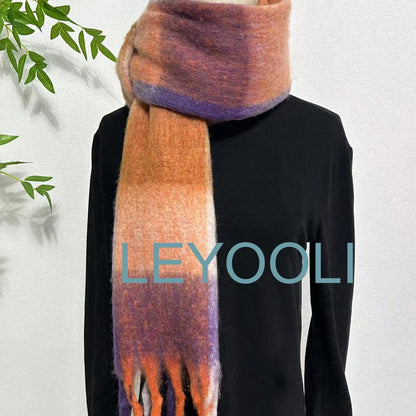 Plaid Mohair Scarf, Winter Warm Plaid Shawl