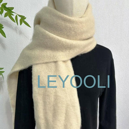 Cheese Yellow Mohair Blend Tassel Scarf, Winter Warm Scarf